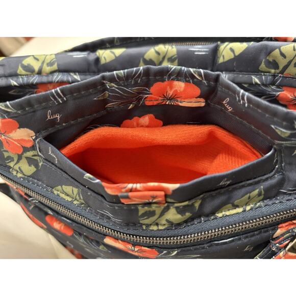 Lug Happy Camper Aloha Navy Blue/ Floral Messenger Travel Crossbody Shoulder Bag - Picture 7 of 16